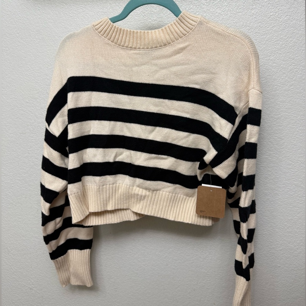 NWT Striped Black and Cream Sweater
